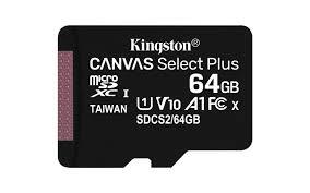 Kingston 64GB micSDXC Canvas Select Plus 100R A1 C10 Single Pack w/o ADP atmiņas karte