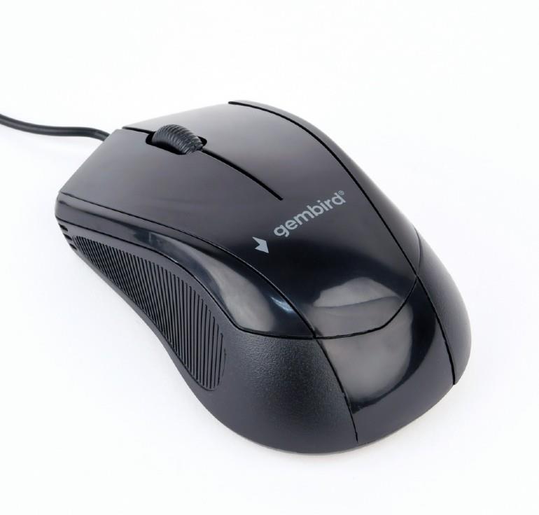 Gembird optical mouse MUS-3B-02, 1000 DPI, USB, Black, 1.35m cable length Datora pele