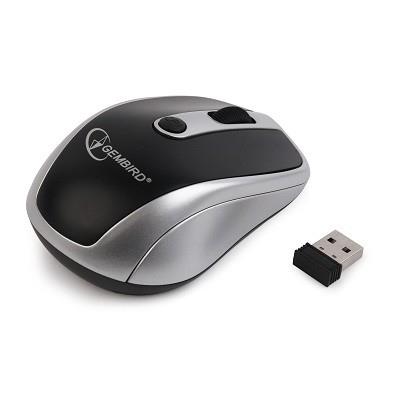 Gembird Wireless optical mouse MUSW-002, 1600 DPI, nano USB, black-silver Datora pele