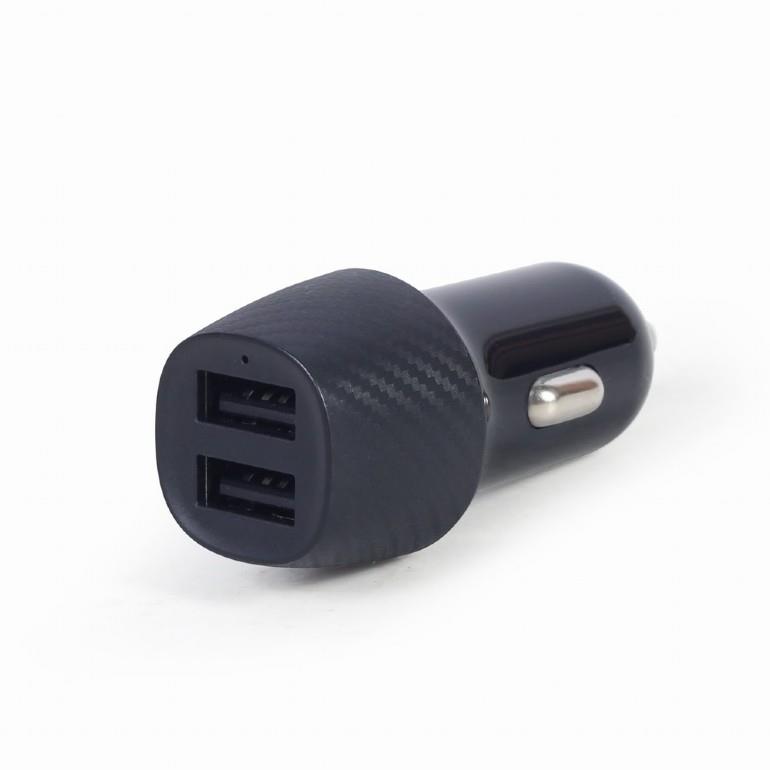 Gembird TA-U2C48A-CAR-01 2-port USB car charger, 4.8 A, black aksesuārs mobilajiem telefoniem