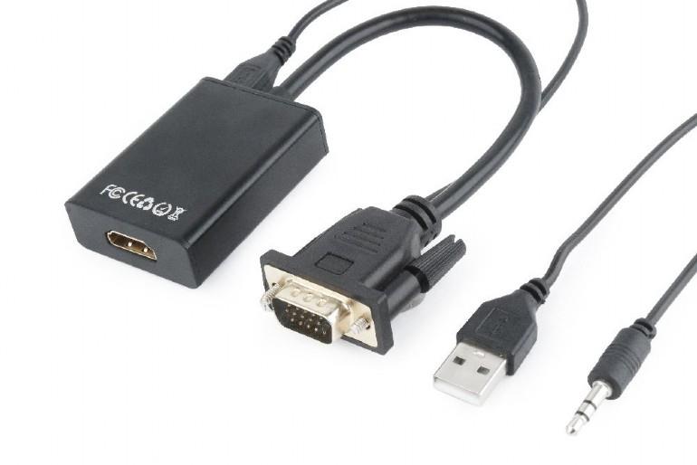 Gembird VGA to HDMI adapter cable, 0.15 m, black adapteris