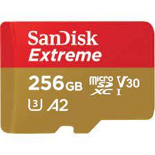 SanDisk microSDXC Extreme 256GB 190/130 MB/s A2 C10 V30 UHS-I U3 atmiņas karte