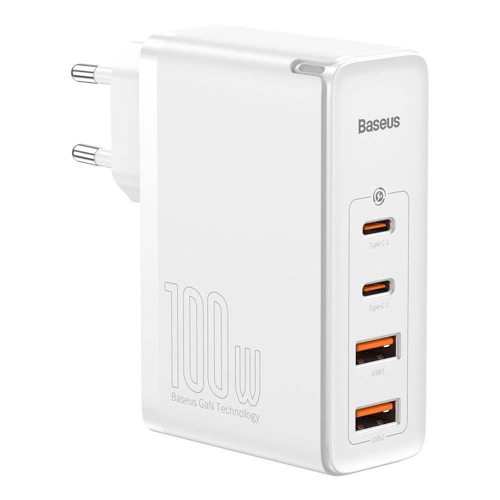 Baseus GaN CCGAN2P-L02 Tīkla Lādētājs 2 x USB / 2 x USB-C / 100W / 5A balts iekārtas lādētājs