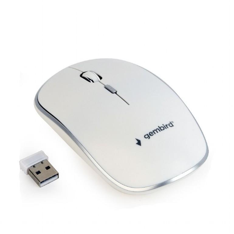 Gembird Wireless optical mouse MUSW-4B-01-W, 1600 DPI, nano USB, white Datora pele