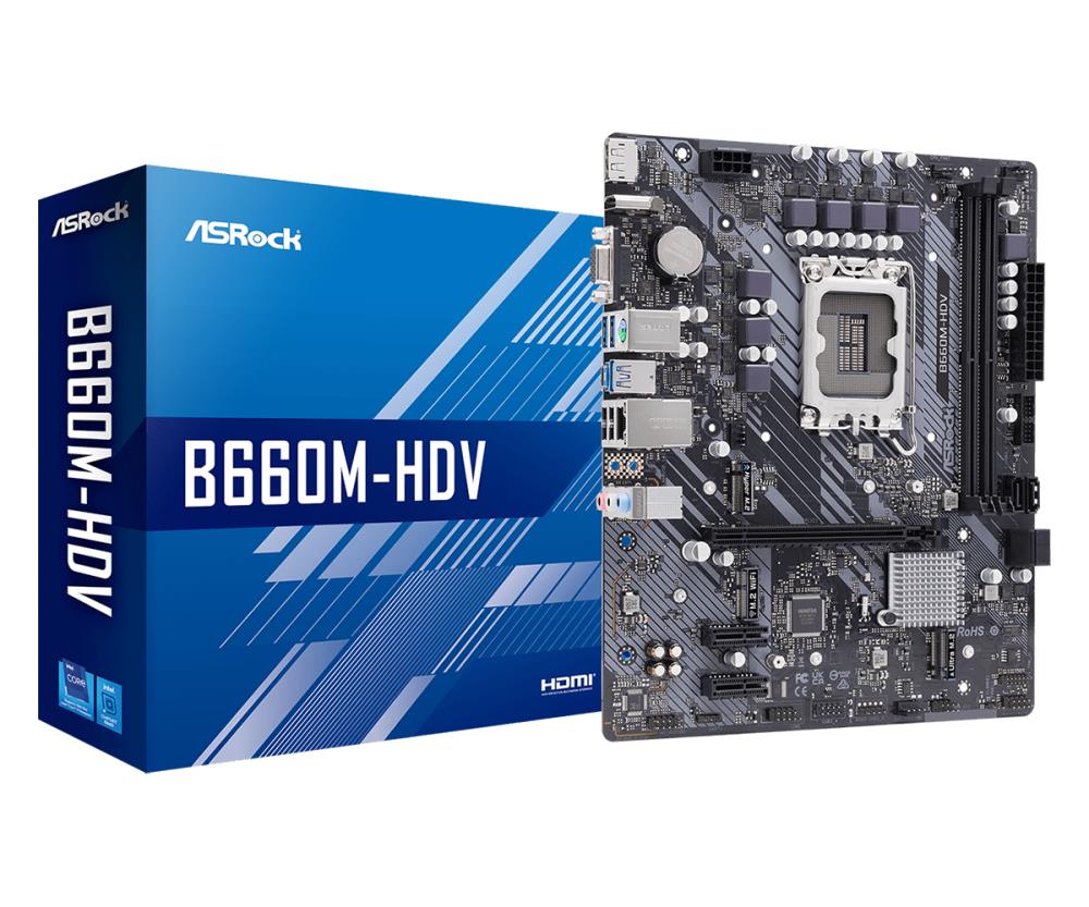 Asrock B660M-HDV Intel B660 LGA 1700 micro ATX pamatplate, mātesplate