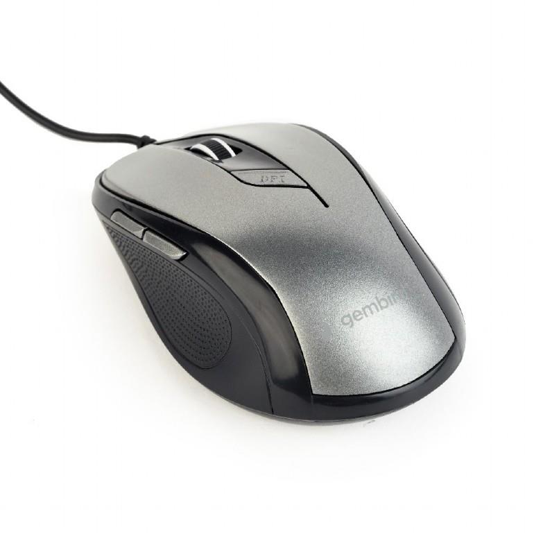 Gembird optical mouse MUS-6B-01-BG, 1600 DPI, USB, Black/spacegrey Datora pele