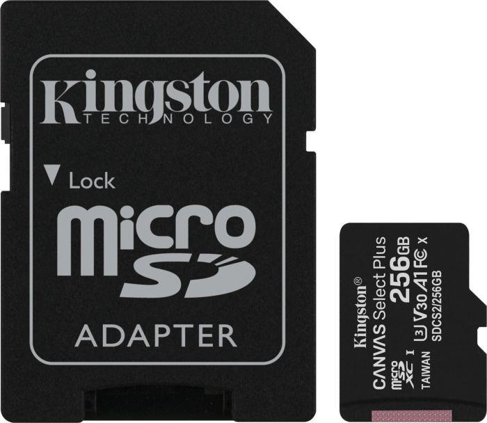 Kingston Canvas Select Plus UHS-I 256 GB MicroSDXC Flash memory class 10 SD Adapter atmiņas karte