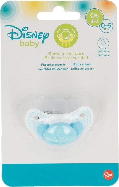 Disney Mickey Mouse - Anatomically shaped silicone pacifier 0 - 6 m (glowing in the dark) māneklītis, knupis