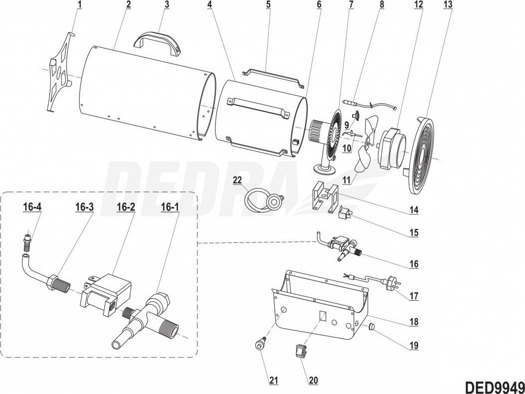 Dedra Wentylator silnika XDED9949.11 (5900315051689)