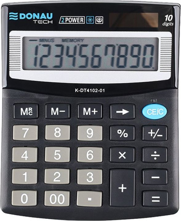 Kalkulator Donau Kalkulator biurowy DONAU TECH, 10-cyfr. wyswietlacz, wym. 125x100x27 mm, czarny K-DT4102-01 (5901503615843) kalkulators