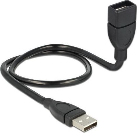 DeLOCK Shape Cable - USB- Extension cable - USB Type A, 4- pin (M) - USB Type A, 4- pin (W) - 50cm - black USB kabelis