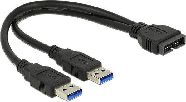 Kabel USB Delock USB3.0 Pinheader / 2x USB 3.0 A, 0.25m (83910) kabelis datoram