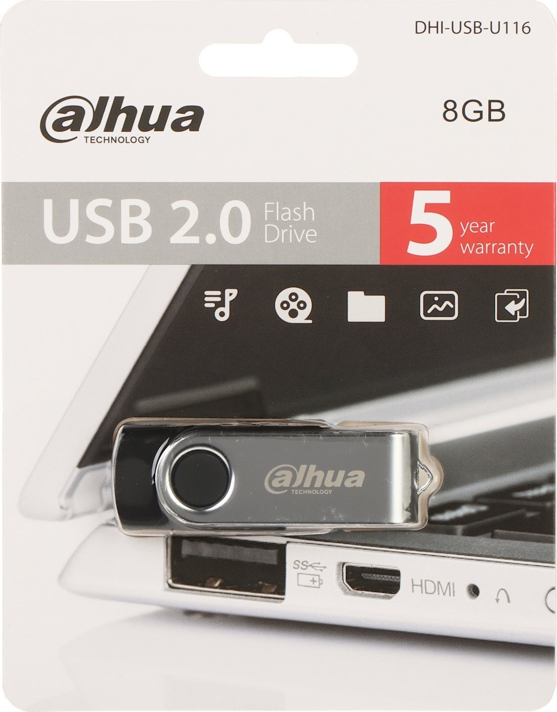 Pendrive Dahua Technology Pendrive 8GB DAHUA USB-U116-20-8GB USB-U116-20-8GB (6939554946783) USB Flash atmiņa