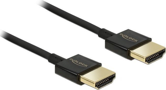 Delock Cable High Speed HDMI with Ethernet A male > A male 3D 4K 4.5m Slim kabelis video, audio