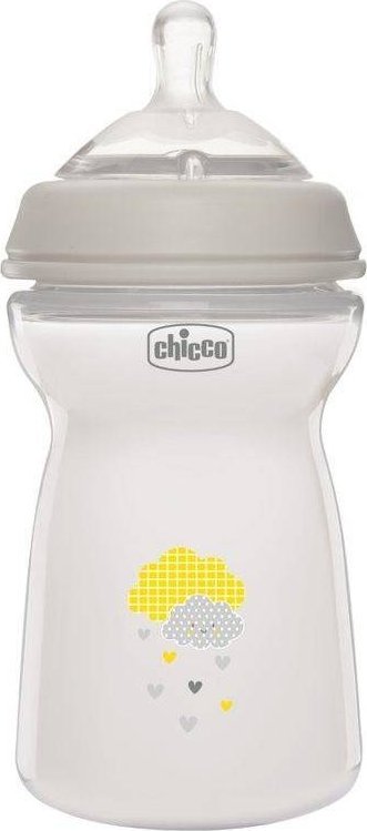 Chicco CHICCO_NaturalFeeling Butelka plastikowa 330ml ze smoczkiem silikonowym przeplyw szybki 6m+ 8058664153763 (8058664153763) bērnu barošanas pudelīte