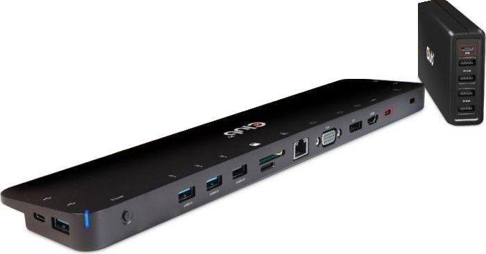 Club3D ChargingDock USB-C 3.2 ->7xUSB/DP/HDMI/LAN/Audio 100W retail dock stacijas HDD adapteri