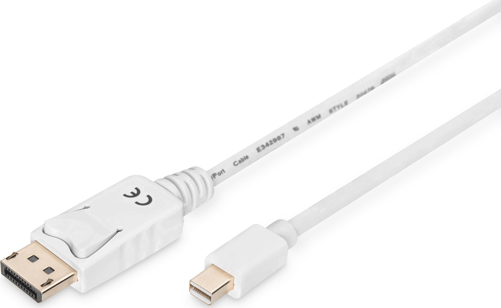 ASSMANN Displayport 1.1a Connection Cable miniDP M (plug)/DP M (plug) 1m white kabelis video, audio