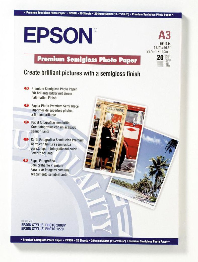 Paper Epson Premium Semigloss Photo | 251g | A3 | 20sheets foto papīrs