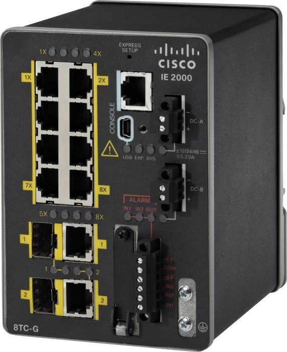 Cisco IE 2000 Switch 8 x 10/100 RJ-45, 2 T/SFP GE, LAN Lite komutators