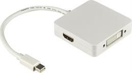 Adapter AV Deltaco DisplayPort Mini - DisplayPort - HDMI - DVI bialy (DELTACO DP-MULTI1 - videoadapter - Displ) DELTACO DP-MULTI1 - videoada