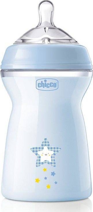 Chicco Butelka plastikowa 330 ml ze smoczkiem silikonowym 6m+ Niebieska 8058664153756 (8058664153756) bērnu barošanas pudelīte