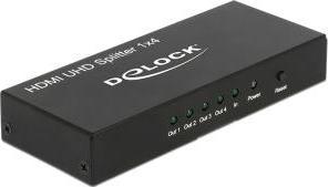 Delock PRZELACZNIK SPLITTER HDMI 1 NADAJNIK->4 ODBIORNIKI ULTRA HD 4K DELOCK - 18684 18684 (4043619186846) dock stacijas HDD adapteri