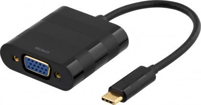 Adapter USB Deltaco USB-C - VGA Czarny  (DELTACO USBC-1098 - ekstern videoadapt) DELTACO USBC-1098 - ekstern videoadapt (7333048013439)