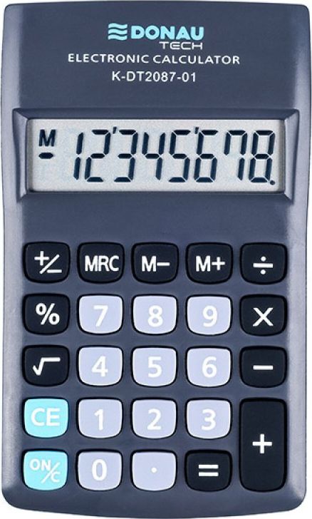 Kalkulator Donau Kalkulator kieszonkowy DONAU TECH, 8-cyfr. wyswietlacz, wym. 180x90x19 mm, czarny K-DT2087-01 (5901503616116) kalkulators