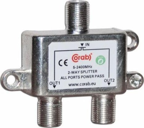 CORAB Rozgaleznik sygnalu splitter 5-2400Mhz 2 wyjscia power pass CORAB Y_SPL0001 (5904378621117) Satelītu piederumi un aksesuāri