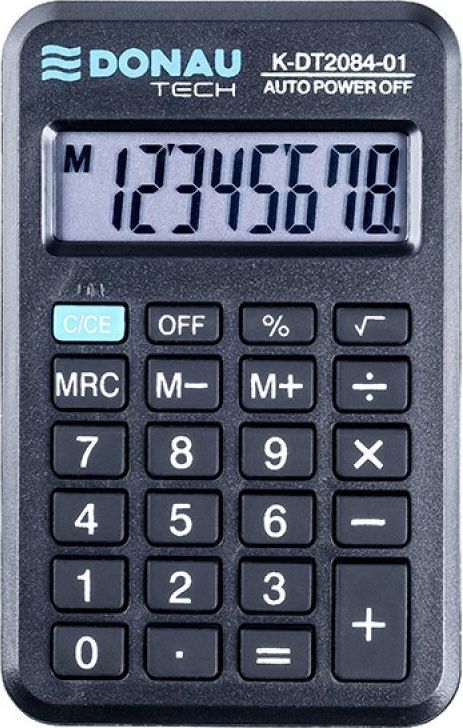 Kalkulator Donau Kalkulator kieszonkowy DONAU TECH, 8-cyfr. wyswietlacz, wym. 97x60x11 mm, czarny K-DT2084-01 (5901503615577) kalkulators