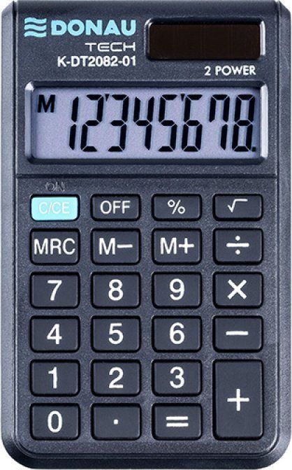 Kalkulator Donau Kalkulator kieszonkowy DONAU TECH, 8-cyfr. wyswietlacz, wym. 97x60x11 mm, czarny K-DT2082-01 (5901503615515) kalkulators