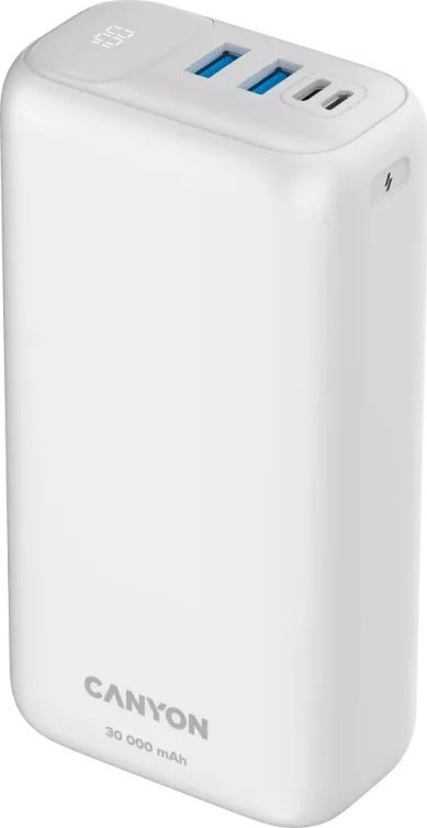 Canyon Powerbank PB-301   30000 mAh  PD/QC/Display     white retail Powerbank, mobilā uzlādes iekārta