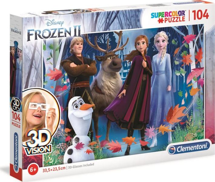 Clementoni Puzzle 104 elementow 3D Vision Frozen 2 20611 CLEMENTONI (8005125206117) puzle, puzzle