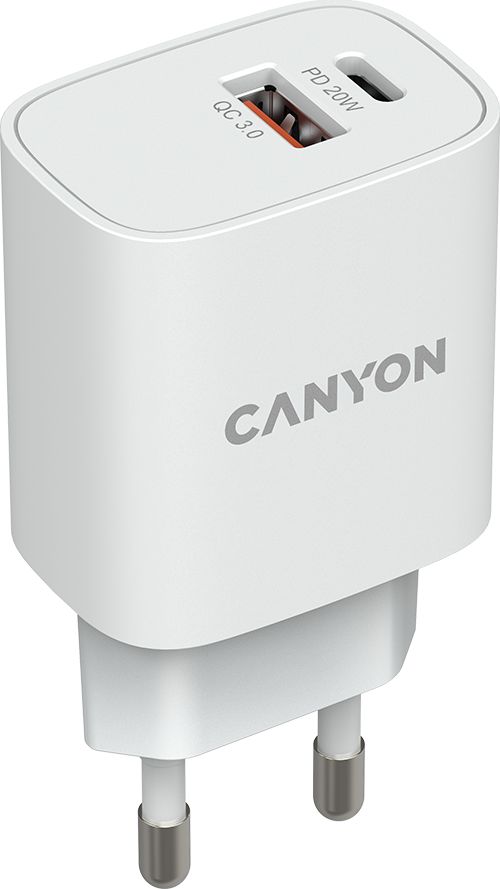 Canyon Ladegerat 1xUSB-A + 1xUSB-C  20W PD             white retail Baterija