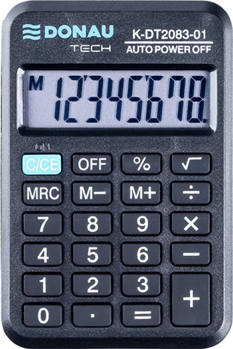 Kalkulator Donau Kalkulator kieszonkowy DONAU TECH, 8-cyfr. wyswietlacz, wym. 89x59x11 mm, czarny K-DT2083-01 (5901503615546) kalkulators