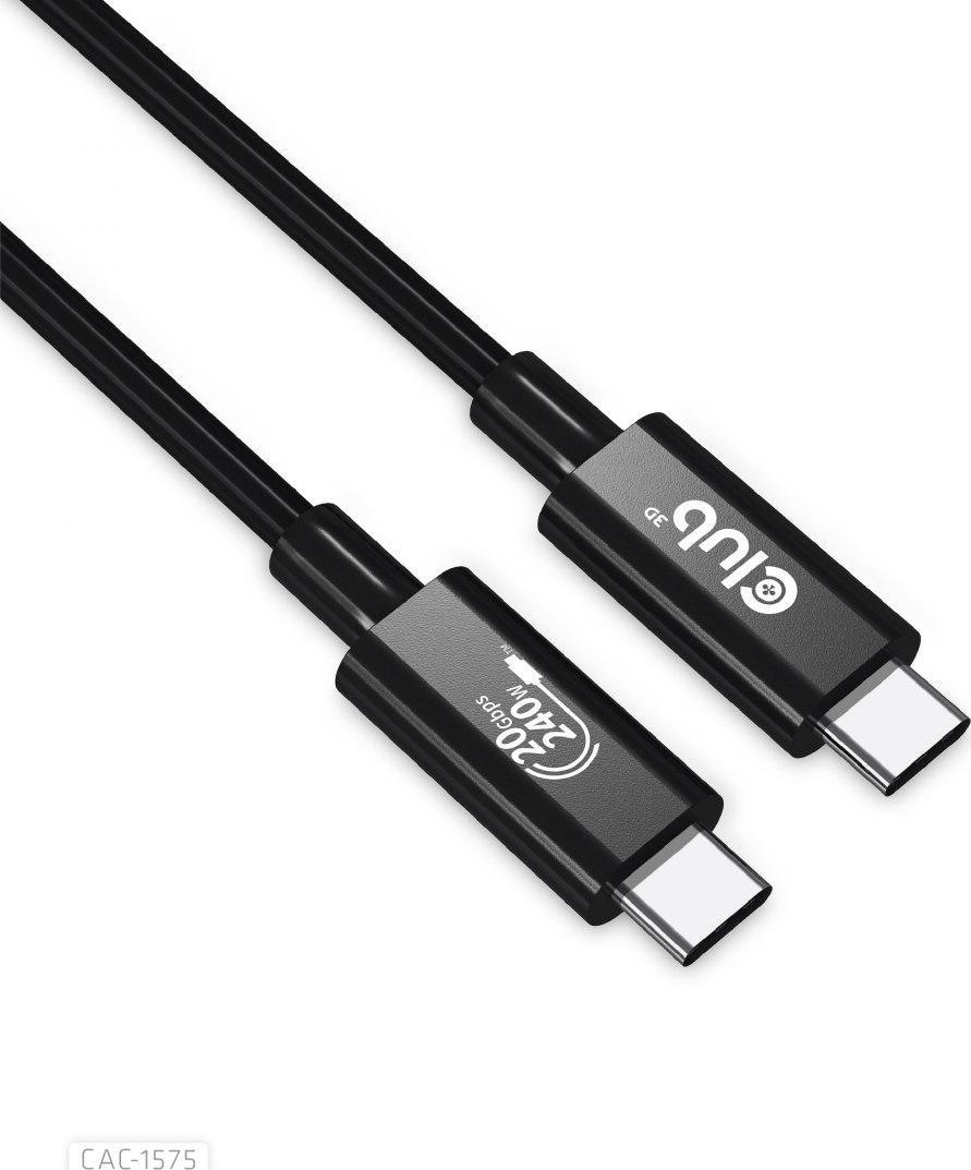 CLUB3D USB4 Gen2x2 Type-C Bi-Directional Cable 4K60Hz, Data 20Gbps, PD 240W(48V/5A) EPR M/M 2m USB kabelis