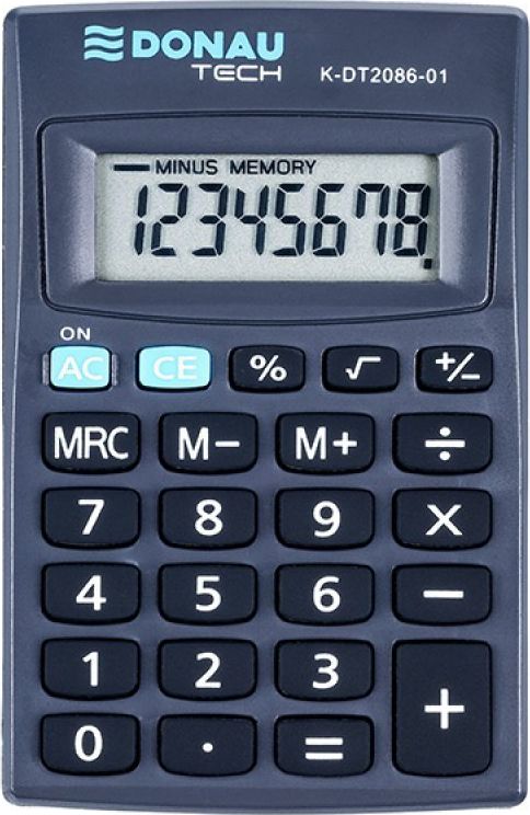Kalkulator Donau Kalkulator kieszonkowy DONAU TECH, 8-cyfr. wyswietlacz, wym. 127x104x8 mm, czarny K-DT2086-01 (5901503616086) kalkulators