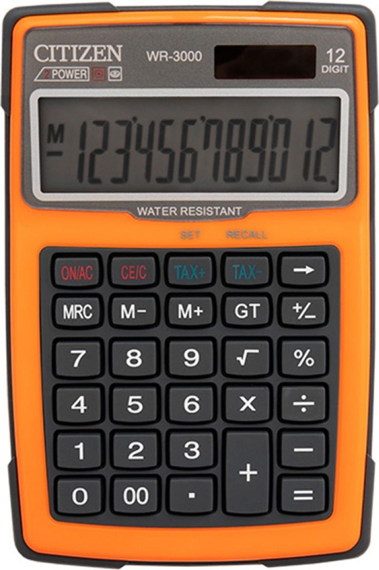 Kalkulator Citizen Kalkulator wodoodporny CITIZEN WR-3000, 152x105mm, pomaranczowy CI-WR3000NRORE (4562195139782) kalkulators