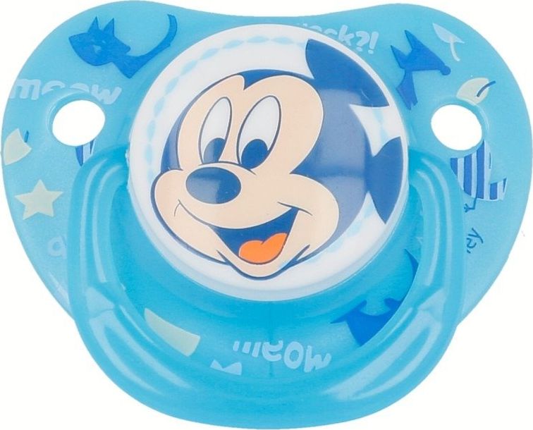 Disney Mickey Mouse - Smoczek silikonowy w anatomicznym ksztalcie 0 - 6 m (swiecacy w ciemnosci) uniwersalny 36775-uniw (8412497398096) māneklītis, knupis