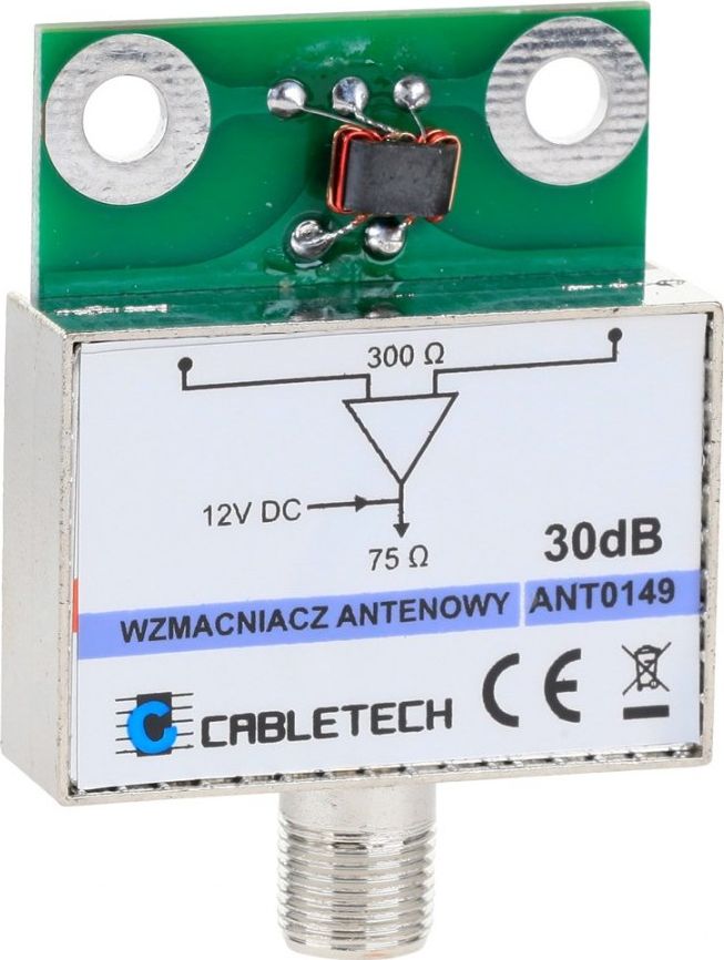 Cabletech Wzmacniacz antenowy ekranowany 30dB Cabletech ANT0149- (5901436750017) Satelītu piederumi un aksesuāri