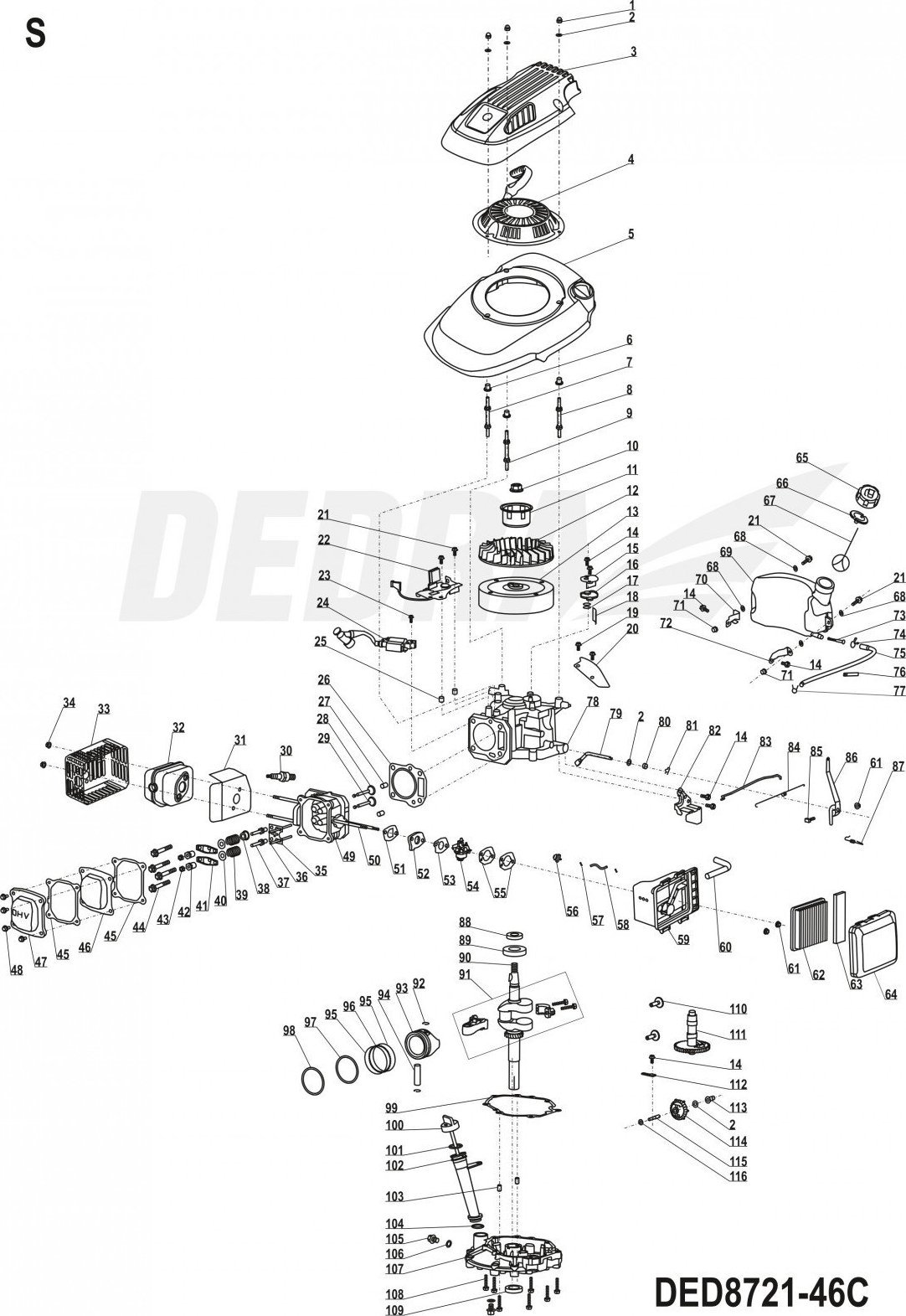 Dedra Filtr powietrza gabka XDED8721-46C-B21-SH08 (5900315082188) Zāles pļāvējs - Trimmeris