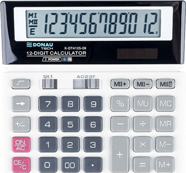 Kalkulator Donau Kalkulator biurowy DONAU TECH, 12-cyfr. wyswietlacz, wym. 156x152x28 mm, bialy K-DT4125-09 (5901503615904) kalkulators