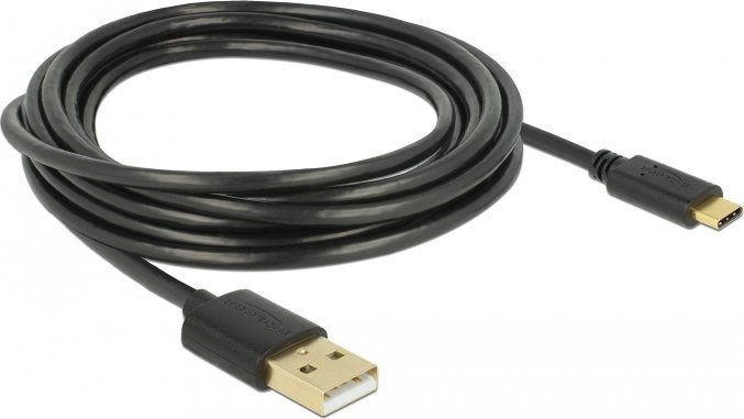 DeLOCK USB 2.0 USB Type-C kabel 3m Sort kabelis, vads