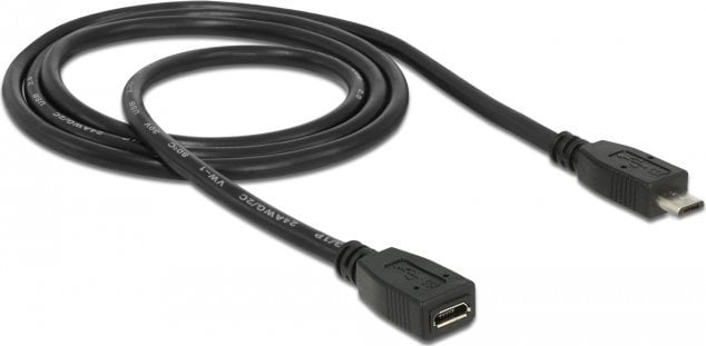 DeLOCK 1m, USB2.0 micro-B 1m Micro-USB B Micro-USB B black USB Kabel (83248) USB kabelis