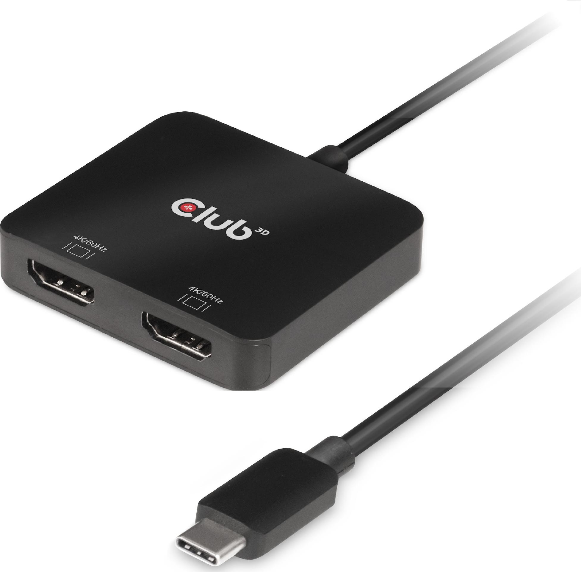 Club3D USB-Hub USB 3.2 Typ C > 2x HDMI 2.0 4K60Hz      St/Bu retail USB centrmezgli