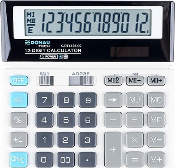 Kalkulator Donau Kalkulator biurowy DONAU TECH, 12-cyfr. wyswietlacz, wym. 156x152x28 mm, bialy K-DT4126-09 (5901503615935) kalkulators