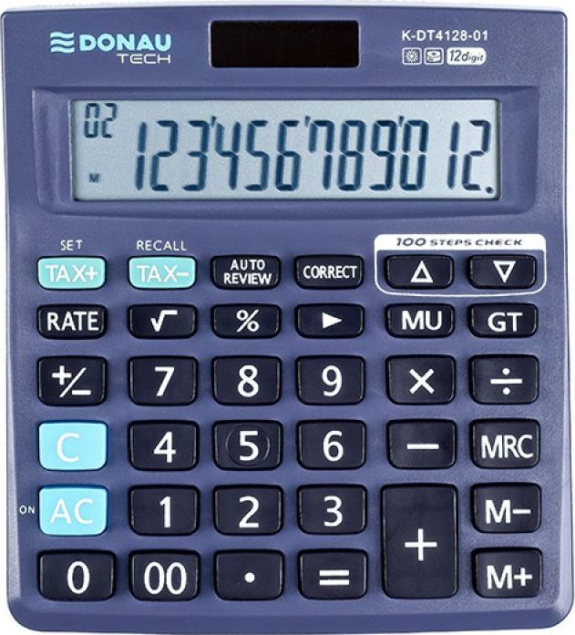Kalkulator Donau Kalkulator biurowy DONAU TECH, 12-cyfr. wyswietlacz, wym. 140x122x27 mm, czarny K-DT4128-01 (5901503616024) kalkulators