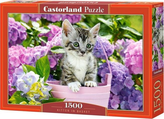 Castorland Puzzle 1500 elementow Kotek w koszyku GXP-817384 (5904438152001) puzle, puzzle