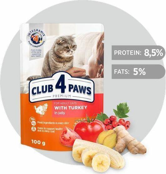 Club 4 Paws CLUB4L KOT 100 g SASZ. INDYK W GALARETCE 000698-C4L (4820215364256) kaķu barība