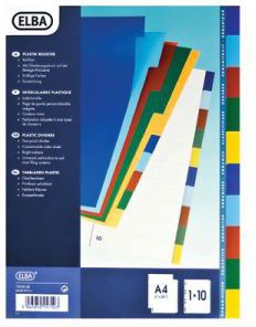 Elba Przekladki plastikowe A4+ kolorowe 10szt. 100209051 100209051 (3045050227844)